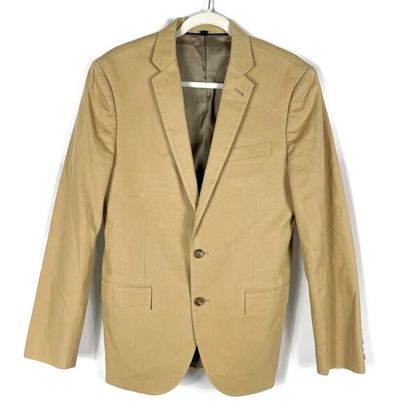 J Crew Ludlow Blazer Tan Two-Button Cotton Jacket Sport Coat Sz 38R Men's - Picture 1 of 7